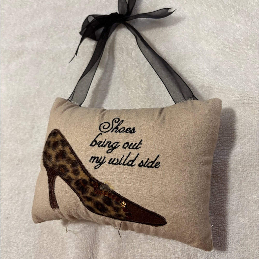 Pillow decor shoes bring out my wild side sexy Black Ribbon heel collector woman